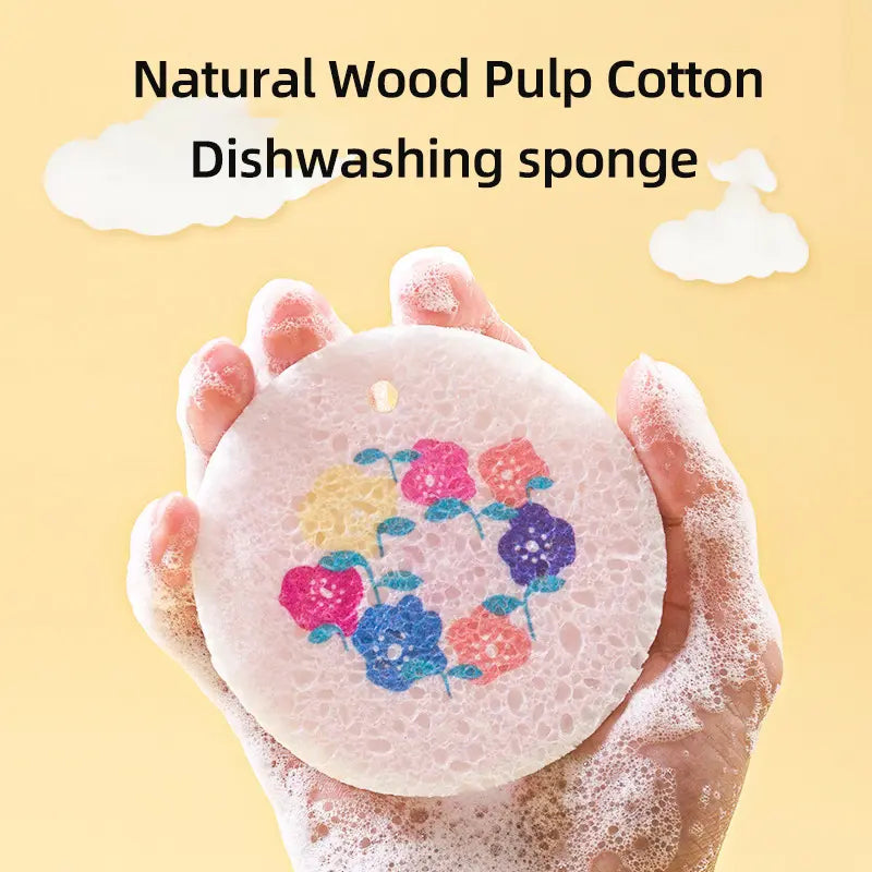 Natural Wood Pulp Floral Dish Sponge 🌱 | Eco-Friendly Kitchen Cleaning Essential 🧽