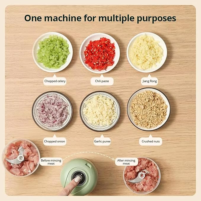FMstyles Electric Garlic Chopper, Mini USB Charging Wireless Food Processor