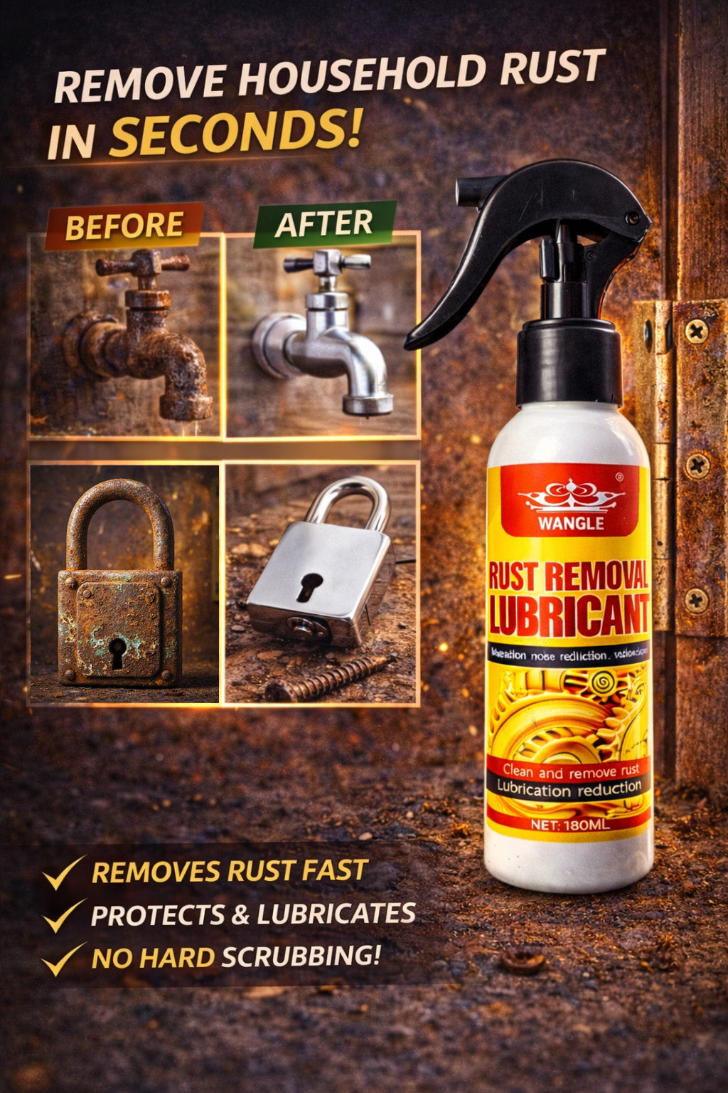 ⏳🏆Anti-Rust Lubricant Spray & Rust Remover